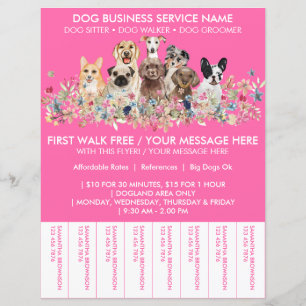 Cute Pink Breeds Dog Walker Budget Ticket