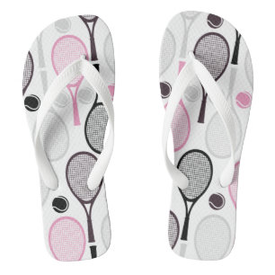 Cute Pink & Brown Girls Tennis Women's Feminine Flip Flops