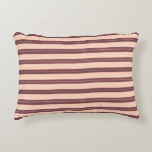 Cute pink brown stripes accent pillow
