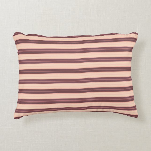 Cute pink brown stripes accent pillow (Front)