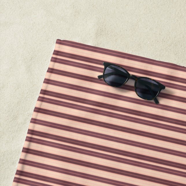 Cute pink brown stripes beach towel (In Situ)