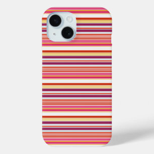 Cute pink brown stripes iPhone 15 case