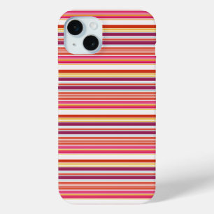 Cute pink brown stripes iPhone 15 mini case