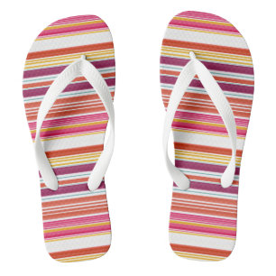 Cute pink brown stripes flip flops