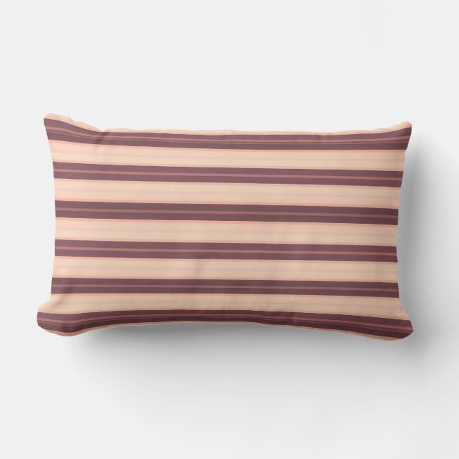 Cute pink brown stripes lumbar pillow (Front)