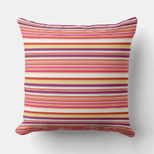 Cute pink brown stripes throw pillow