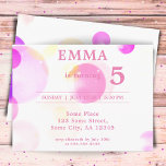 Cute Pink Bubbles Kids Birthday Party Invitation<br><div class="desc">Cute Pink Bubbles Kids Birthday Party Invitation // Cute bubbles postcard for a kid`s birthday party celebration. Personalize this birthday invitation card with child`s name and all data on the back side of the postcard. This invitation has gentle pink and purple colourful bubbles on a white background. The pink makes...</div>