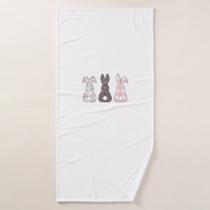 Cute Pink Bunnies Happy Easter Bunny Women Girls T Bath Towel