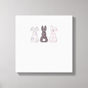 Cute Pink Bunnies Happy Easter Bunny Women Girls T Canvas Print