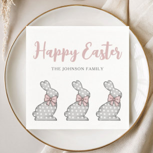 Cute Pink Bunnies Happy Easter Napkin