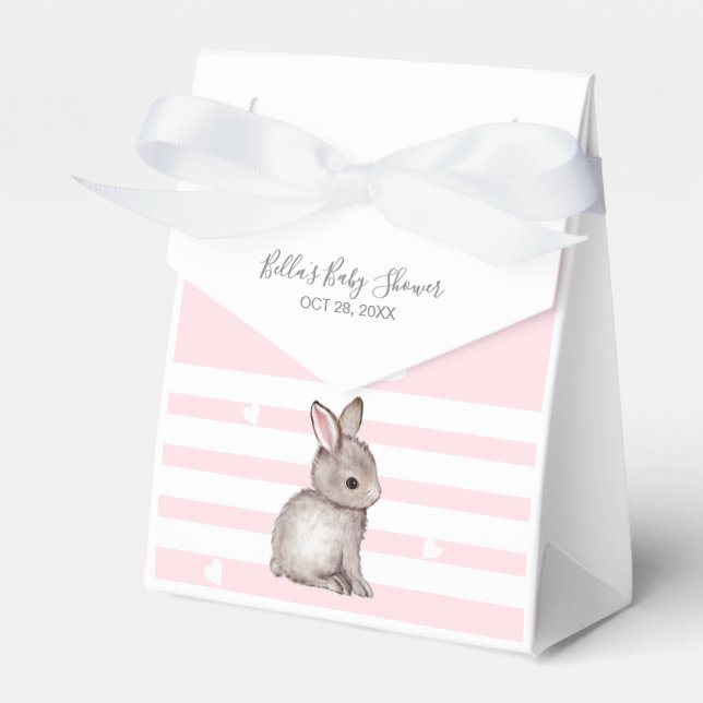 Cute Pink Bunny Baby Shower Favor Box (Front Side)