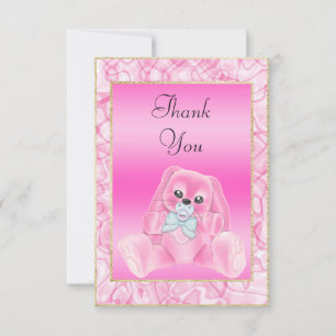 Cute Pink Bunny  Baby Shower Thank You Card