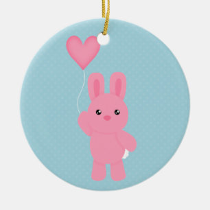 Cute Pink Bunny Ceramic Ornament