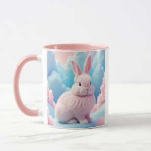 Cute Pink Bunny Cotton Candy Clouds Mug