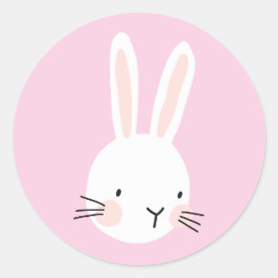 Cute Pink Bunny Custom Classic Round Sticker