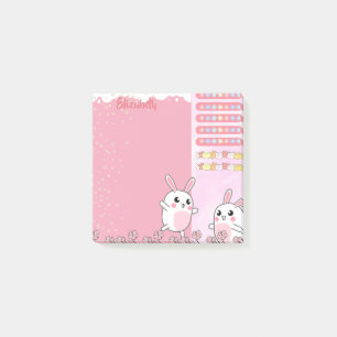 Cute Pink Bunny Personalized Custom Post-it Notes