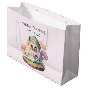 Cute Pink Bunny Rabbit Kawaii Style Birthday Large Gift Bag