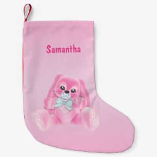 Cute Pink Bunny Rabbit Small Christmas Stocking