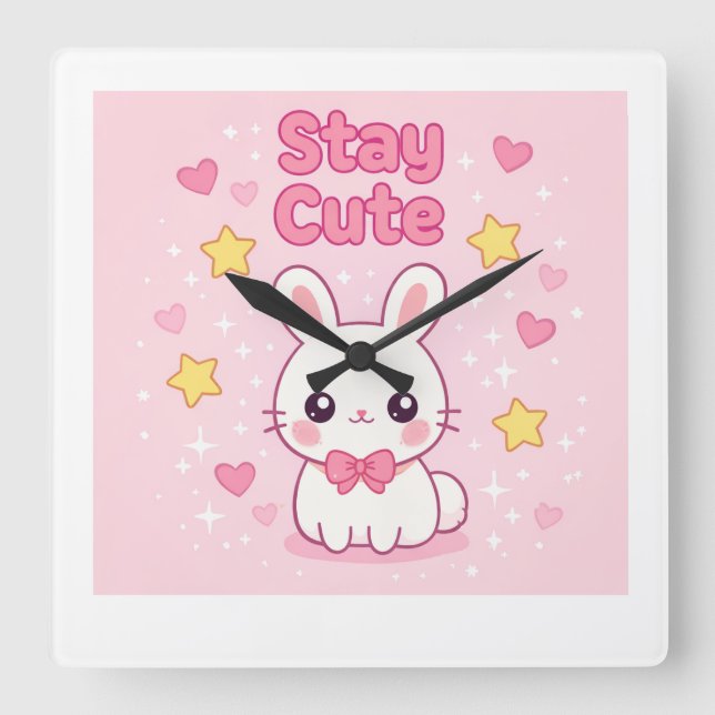 ​Cute Pink Bunny Wall Clock (Front)