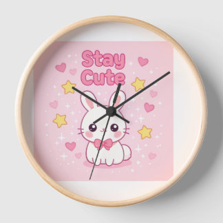 Cute Pink Bunny Wall Clock