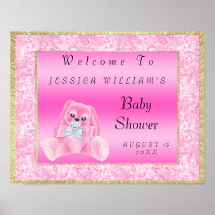 Cute Pink Bunny "Welcome" Poster