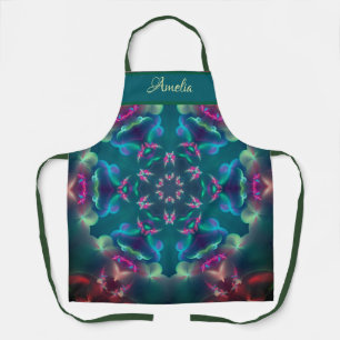Cute Pink Butterflies Luminous Kaleidoscope Name  Apron