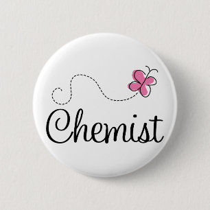 Cute Pink Butterfly Chemist 2 Inch Round Button