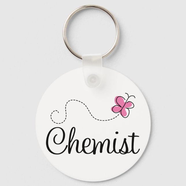 Cute Pink Butterfly Chemist Keychain (Front)