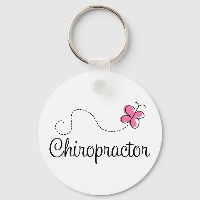Cute Pink Butterfly Chiropractor Keychain (Front)