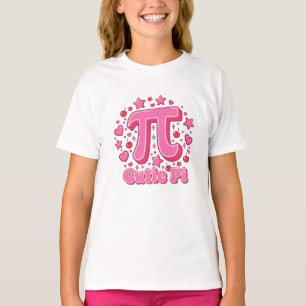 Cute Pink Butterfly "Cutie Pi" Math Pun Girl's T-Shirt