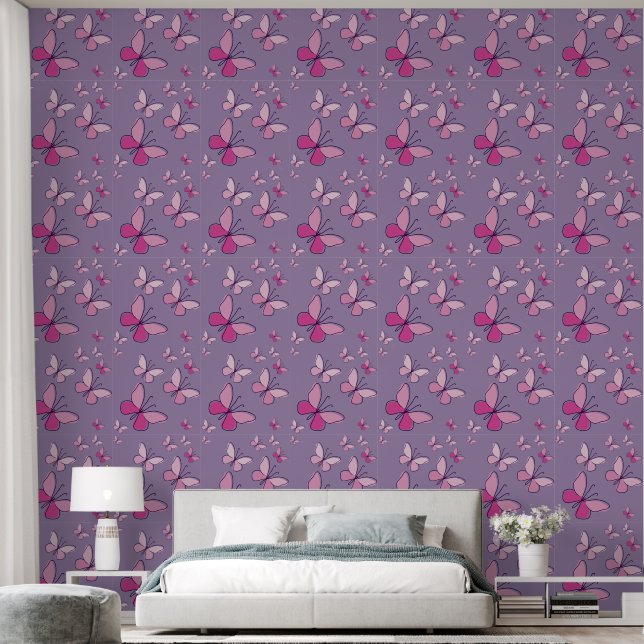 Cute Pink Butterfly Flutter Amethyst Wallpaper (Bedroom)