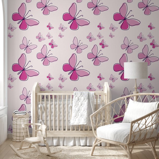 Cute Pink Butterfly Flutter Blush Wallpaper (Kids)