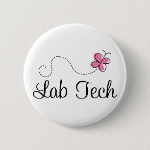 Cute Pink Butterfly Lab Tech 2 Inch Round Button