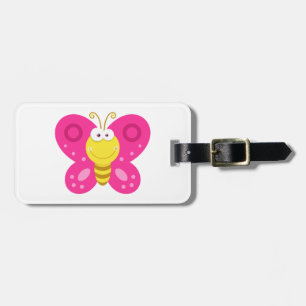 Cute Pink Butterfly Luggage Tag