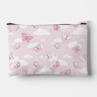 Cute Pink Butterfly Pastel Clouds Insulated  Accessory Pouch