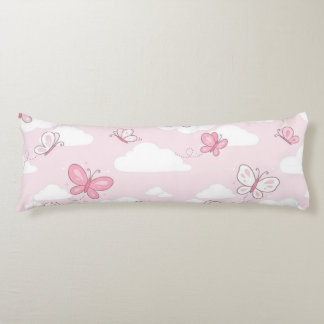 Cute Pink Butterfly Pastel Nursery  Body Pillow