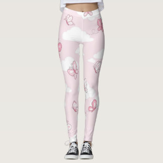 Cute Pink Butterfly Pastel Pattern Women's Yoga  Leggings