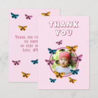 Cute Pink Butterfly Pattern Birthday Photo
