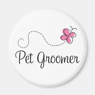 Cute Pink Butterfly Pet Groomer Magnet