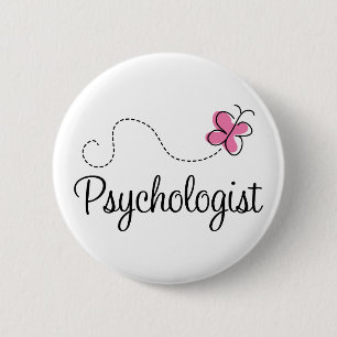 Cute Pink Butterfly Psychologist 2 Inch Round Button