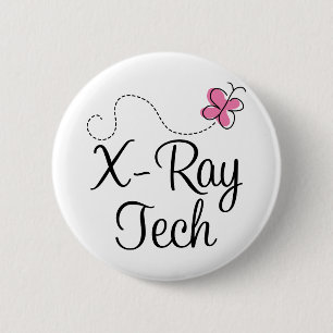Cute Pink Butterfly X-ray tech 2 Inch Round Button