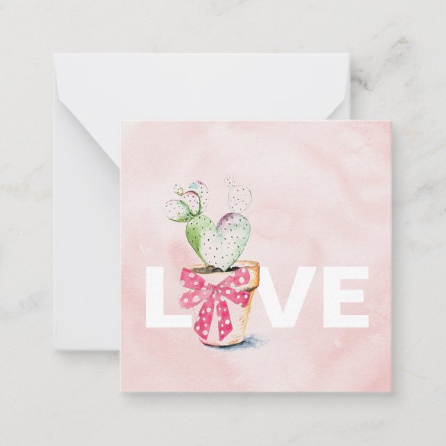 Cute Pink Cactus Valentines Day Card (Front)