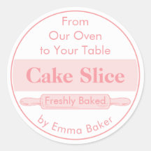 Cute Pink Cake Slice Bakery Label Sticker