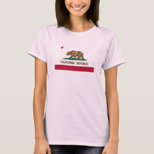 Cute pink California bear flag t shirt for women