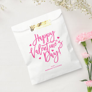 Cute Pink Calligraphy Script Happy Valentine's Day Favour Bag