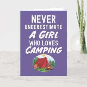 Cute Pink Camping Cards For Baby Girls Kids Camper