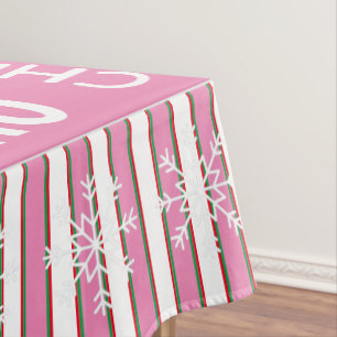 Cute Pink Candy Pattern Quotes Christmas Decor Tablecloth