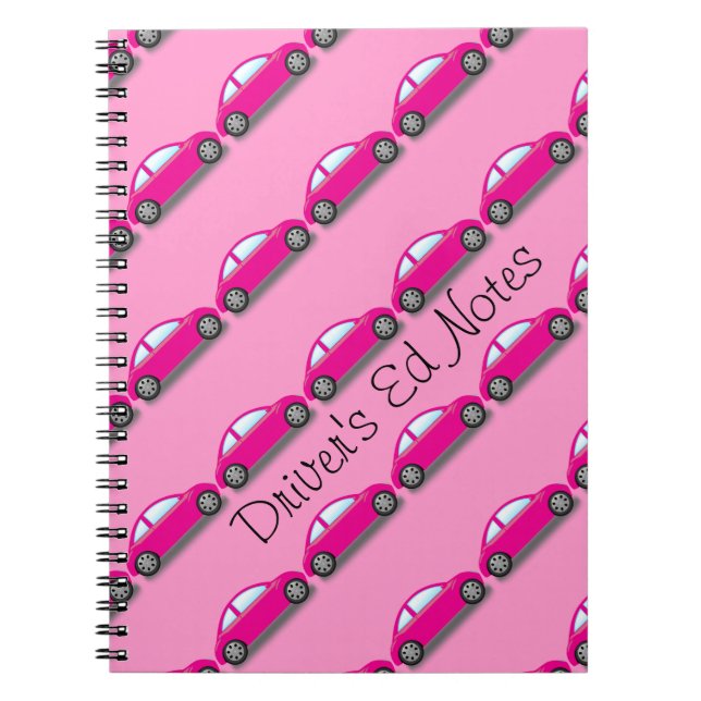 Cute Pink Car Notebook (Front)