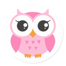 Cute pink cartoon baby owl