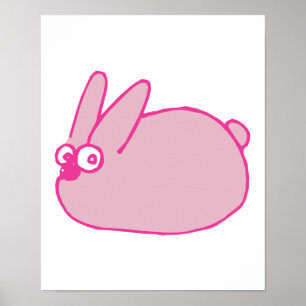 cute pink cartoon bunny rabbit poster